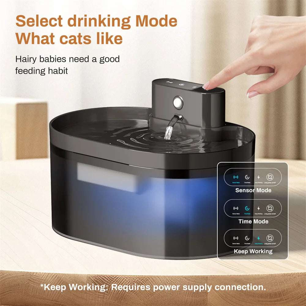 2.2L Wireless Cat Water Fountain Battery Operated